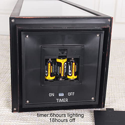 1Pack Decorative Big Lantern 25.2" H with Dancing Flame LED Timer Candle,ON/Off/Timer LED Candle with 6hours,Hanging Lantern for Outdoor Garden/Indoor Use. - size: Trapezoidal-giant 25.2"H