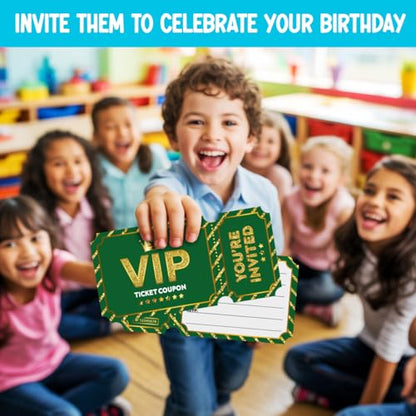 Green Golden Vip Birthday Party Invitations, Movie VIP Invitations Card for Boys Girls (30 Cards & 30 Envelopes) - color: Green Gold