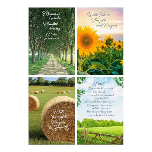 DaySpring - Sympathy - 4 Design Assortment with King James Scripture - 12 Sympathy Boxed Cards & 12 Envelopes (U1612)