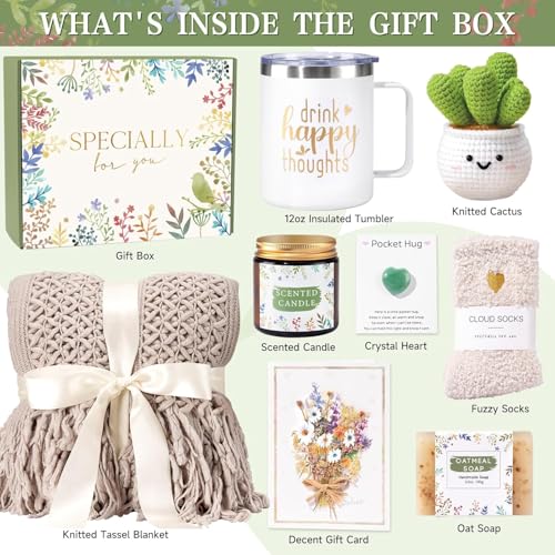 Get Well Soon Gifts for Women, Birthday Gifts for Women Care Package, Sympathy Gift Baskets Spa Gift Thinking of You Inspirational for Mom Her Sister Wife Girlfriend Grandma - color: Khaki
