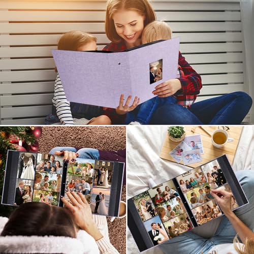 Ruibytree Extra Large Capacity Photo Album 4x6 Pictures 1000 Pockets,Purple | Linen Cover, Horizontal & Vertical 4x6 Photos, Removable Acid-Free Pages, Front Display Window, for Family, Wedding & Travel - color: Purple