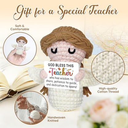Teacher Appreciation Gifts,Teachers Gifts - Handmade Positive Angel Crochet - Birthday Gift, Going Away, Retirement Gift for Teacher - style: Teacher Gifts