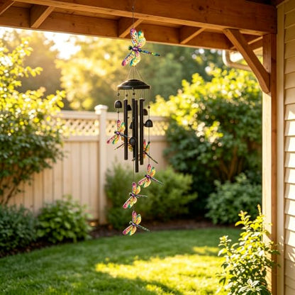 Wind Chimes for Outside, Dragonfly Garden Windchimes Memorial Windchimes - color: Colorful Dragonfly Wind Chimes