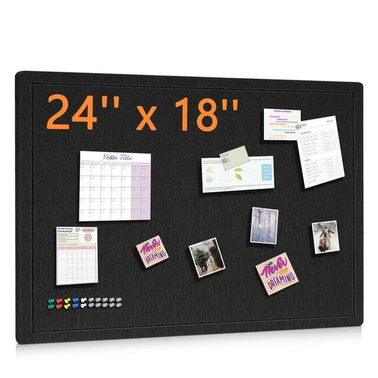 DOLLAR BOSS Large Bulletin Board 24"x18" Foldable Felt Cork Board, Black - color: Black, size: 18" x 24"