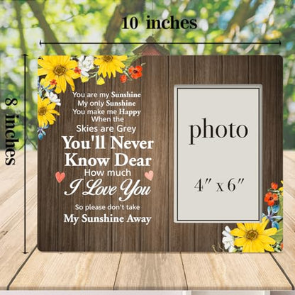 Dumyum You Are My Sunshine Wood Photo Frame Gifts for Mom Grandma Nana Wife | Sunshine Gifts for Women Friends, 8 x 10 Picture Frame for 4 x 6 Inches Photo - color: You