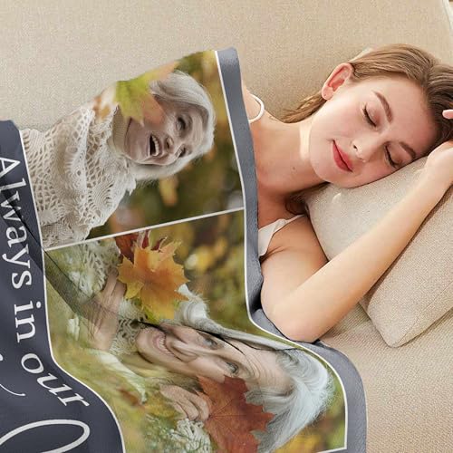 Custom Photo Memorial Blanket, Memorial Gifts for Loss of Loved One - color: Alawas in Our Heart