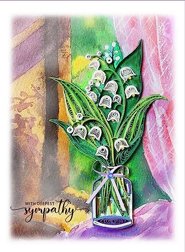 Lily of the Valley Card, Deepest Sympathy Card, Loss of Pet Mom Dad Child, Thinking Of You, Condolence Quilling Card for Loved One with Envelopes - color: Lily Sympathy