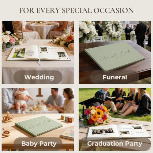 Vienrose Wedding Guest Book Journal, Wedding Registry Must Haves Things with 80 Blank Pages, Linen Photo Guestbook to Sign at Reception Party, Create Your Customizable Memory Album, Dusty Sage Green - color: Dusty Sage Green