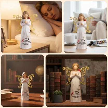 Cardinal Gifts for Women - Angel Figurines with Golden Butterfly Wings | Sympathy Gifts for Loss of Loved One, Mom, Dad,Grandma- Memorial Cardinal Decor for Home - 5.5" Resin Sculpted Statue - style: Standing