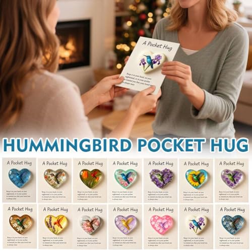 Hummingbird Pocket Hug with Gift Card, Little Heart Pocket Hug Token, Mini Acrylic Hugs Token with Encouragement Card,Long Distance Relationship Gifts,Bereavement Keepsake for Loss (F) - color: F