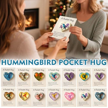 Hummingbird Pocket Hug with Gift Card, Little Heart Pocket Hug Token, Mini Acrylic Hugs Token with Encouragement Card,Long Distance Relationship Gifts,Bereavement Keepsake for Loss (F) - color: F