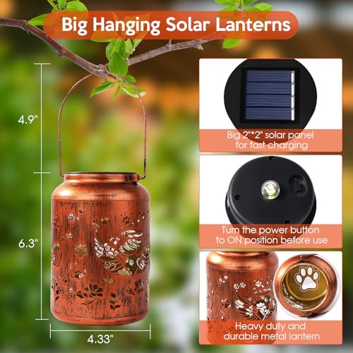 Dog Memorial Solar Lanterns Pet Passing Away Memorial Gifts for Loss of Dog | Paw Angel Sympathy Remembrance Bereavement Outdoor Pet Funerary Grave Decor