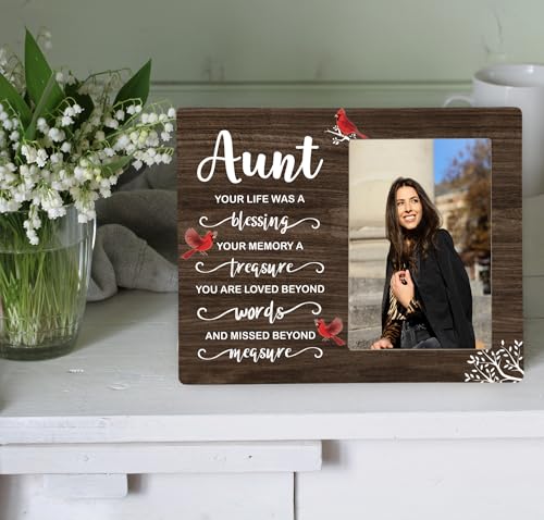 Aunt Memorial Wooden Picture Frame, In Loving Memory Remembrance Photo Frame Gifts for Aunt, Bereavement Sympathy Wooden Frame for Loss of Aunt, 4x6 inch Photo - style: Aunt Memorial