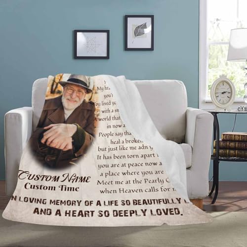 Custom Memorial Blanket with Photo - Sympathy Gift for Loss of Loved One - color: Style 11