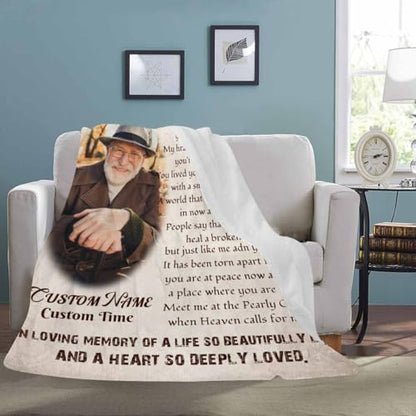 Custom Memorial Blanket with Photo - Sympathy Gift for Loss of Loved One - color: Style 11