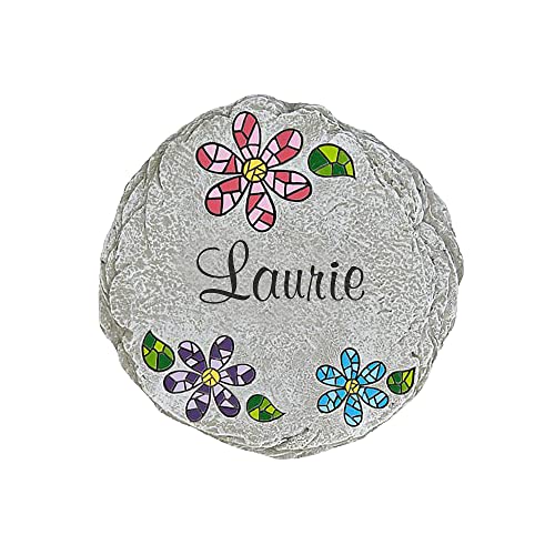 Let's Make Memories Personalized Mosaic Garden Stone - for Grandma, Mom – Small Stone - Personalize Message - style: Any Message - Small Round Flower Mosaic