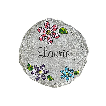 Let's Make Memories Personalized Mosaic Garden Stone - for Grandma, Mom – Small Stone - Personalize Message - style: Any Message - Small Round Flower Mosaic