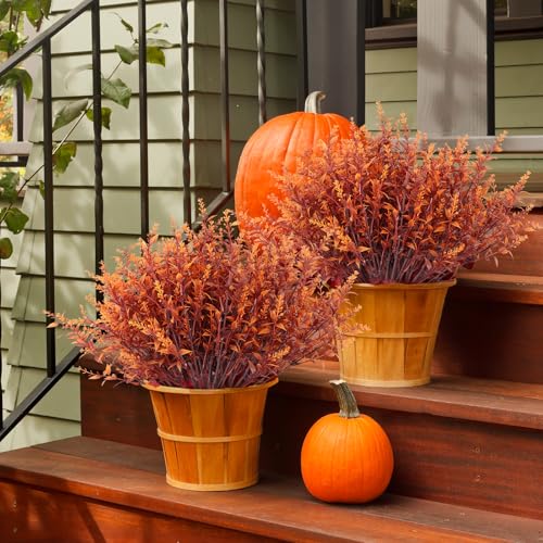 RECUTMS Artificial Fall Outdoor Plants Faux Lavender Flowers Fake Greenery - color: Brown, size: 12 Bundles