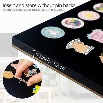 GMFrames 12x16 Enamel Pin Display Case, Pin Collection Display Frame with Real Glass, Shadow Box for Wall and Tabletop, Pin Holder Black - color: Black, size: 12x16