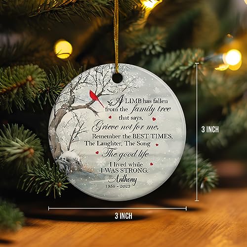 Personalized Memorial Ornaments Sympathy Ornament Ceramic Christmas Remembrance Keepsake Xmas Tree Decorations Gifts for Loss of Loved One