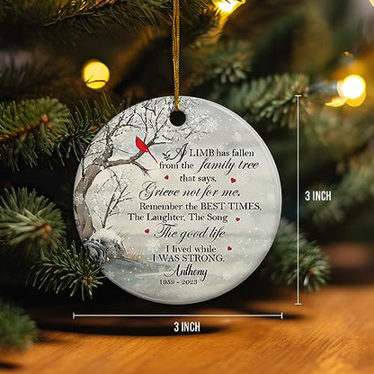 Personalized Memorial Ornaments Sympathy Ornament Ceramic Christmas Remembrance Keepsake Xmas Tree Decorations Gifts for Loss of Loved One