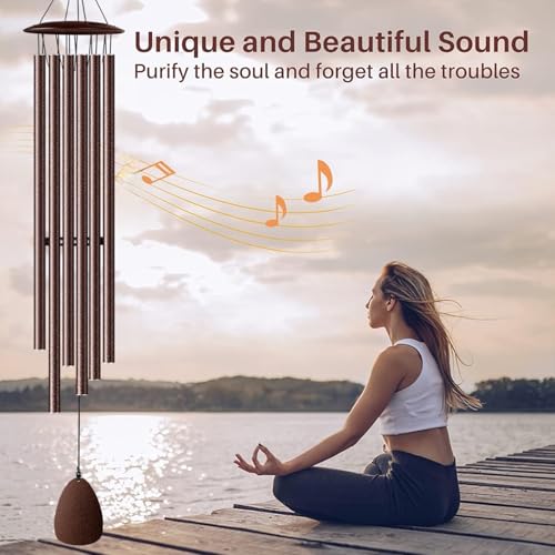 Wind Chimes for Outside, 46" Bronzed Wind Chimes Gifts for Women Christmas Birthday Retirement Thank You and Any Occasion, Memorial Sympathy Gift for Loss Loved One - size: Bronze-46 Inch-6 Tubes