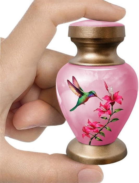 Light Pink Hummingbird Urn for Ashes Adult Male & Female – Small Keepsake Urn for Human Ashes – Memorial Funeral Urn for Men & Women, Home Display, or Burial - color: Light Pink, size: Small Keepsake