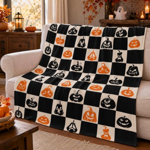 Halloween Blanket Scary Pumpkin Throw Blankets Gifts for Women Men 50"X60" - color: Spooky Pumpkin