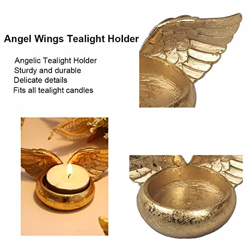 Angel Wings Tealight Candle Holder, 2 Pack Prayer Candle Holder for Christening Favor, Baptism Favor, Communion, Religious Favor Votive Holder Memorial Gifts