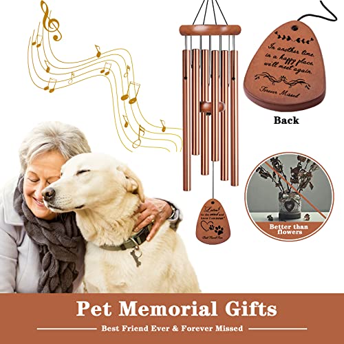 VENBEEL Pet Memorial Gifts for Dogs, 28" Dog Memorial Wind Chime, Pet Loss Sympathy Gift, Loss of Dog Remembrance Condolences Passing Away Gift - color: A-water-gold