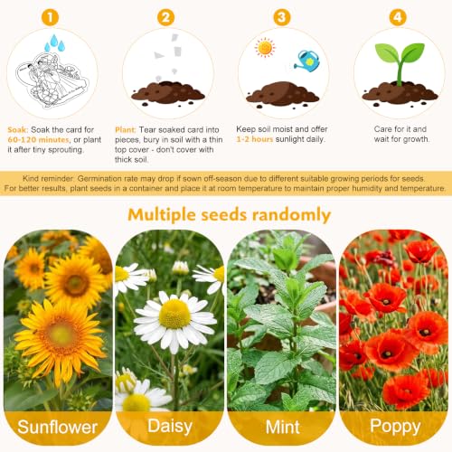 40 Pcs Plantable Wildflower Seed Paper Greeting Card, Gift Tags-4 Styles - style: 40Pcs-Flower Cards