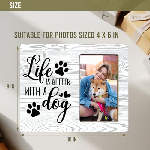 Life Is Better With A Dog Wood Photo Frame, Memorial Picture Frame for Pet Lovers - color: Dog