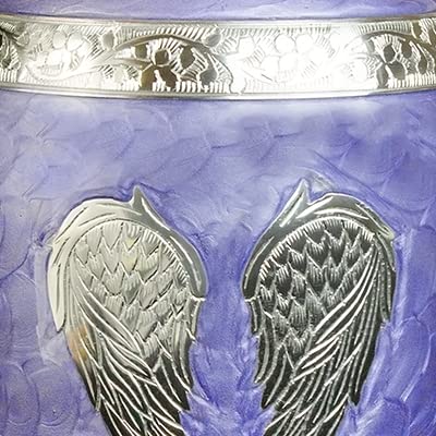 Custom Engraved Angel Wings Funeral Cremation Urn with Velvet Bag (Lilac, Extra Large) - color: Lilac, size: Extra Large