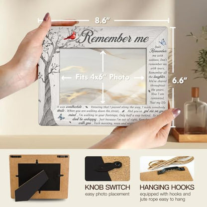 Remember Me Picture Frame for Loss of Loved one, Sympathy Bereavement Gifts for Family, Condolences Remembrance In Memory of Mom Dad Brother Sister Baby, Tabletop and Wall Mount Display 4x6” - color: Grey
