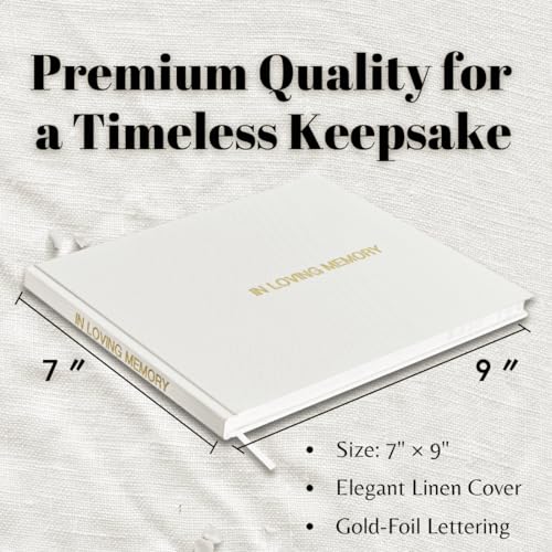 Funeral Guest Book – Linen Cover Celebration of Life Memorial