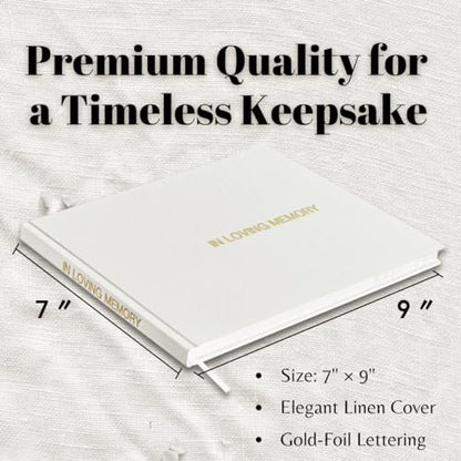 Funeral Guest Book – Linen Cover Celebration of Life Memorial