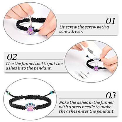 constantlife Cremation Bracelet for Pets Ashes - Dog Paw Pendant Bangle Stainless Steel Memorial Urn Jewelry - color: Black Rope-Colorful