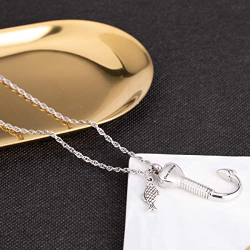 Gredstar Fishing in Heaven Cremation Jewelry & Fishin hook Cremation Urn Necklace for Ashes