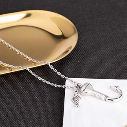 Gredstar Fishing in Heaven Cremation Jewelry & Fishin hook Cremation Urn Necklace for Ashes