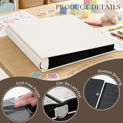 Vienrose Baby Photo Album 4x6 600 Pockets Photo Window Beige | Cloth Cover，Baby Themed Stickers，Tweezers，Acid Free Pages - color: Baby Theme, size: 600k