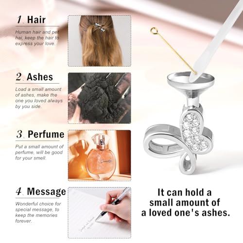 XIUDA Cremation Urn Necklace for Ashes with Crystal Butterfly Urn Jewelry Stainless Steel Memorial Keepsake Urn Pendant for Women - color: Silver-Engraved