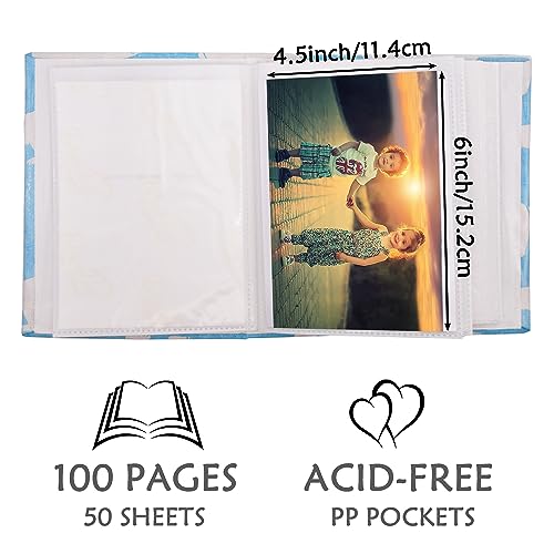 Small Photo Album for Kids, 100 Pockets 4x6 Bookshelf Baby Picture Album, Slip-in Linen Cover Photo Book for Family(Dino) - color: Dinosaur