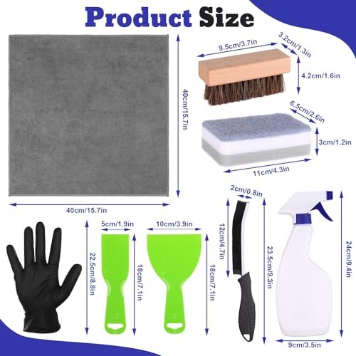 13 Pcs Headstone Cleaner for Grave Tombstone Cleaning Tools Granite and Stone Daily Cleaner with Spray Bottle,Scrub Brush,Sponge,Towel,3 Disposable Gloves,Crevice Brush,2 Plastic Scrapers