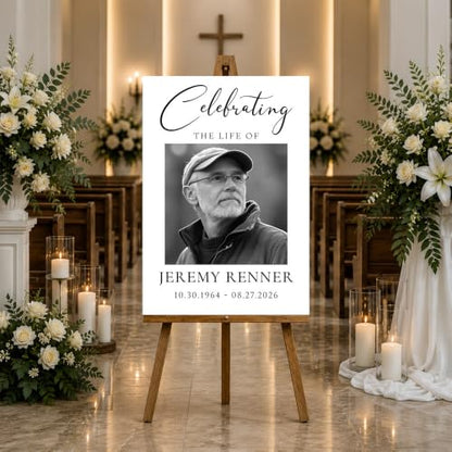 Personalized Funeral Welcome Sign with Rose Garden Theme | Custom Celebration of Life Welcome Sign With a Elegant Rose Garden Design For Meaningful Outdoor Memorial Services. - color: Version #8