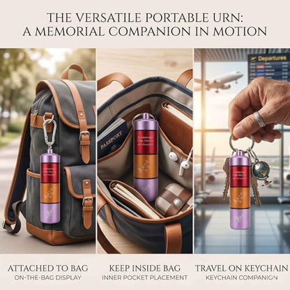 4-Tier Scattering Urn, Stackable Travel Urn TSA Approved, Aluminum Alloy | Hummingbird carving pattern, Thread Sealing, Metal Hanging Loop, for Sharing Ashes, Travel Memorials, and Scattering - color: 4 Layer
