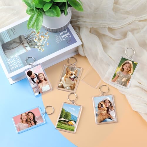 6 Pack Acrylic Clear Keychains for Pictures, Blank Insert 1.77 * 2.76in Picture Frame Keychain, Keychain Picture Holder for Men Women DIY Loved Ones Backpacks Keepsakes Gifts
