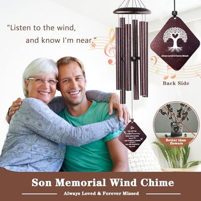 Memorial Wind Chimes for Loss of Son, 32" Sympathy Wind Chimes in Memory of Son - size: Son