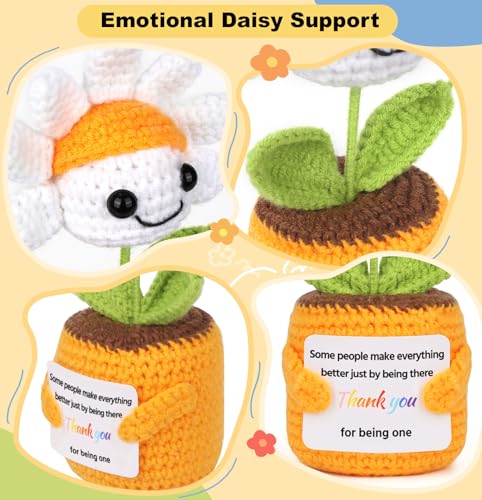Sizobi Valentines Galentines Day Gifts for Women - Thank You Gifts Positive Daisy Emotional Support Crochet - Birthday Appreciation Easter Friendship Gifts for Best Friend Teacher Coworker Boss Nurse - style: Thank You
