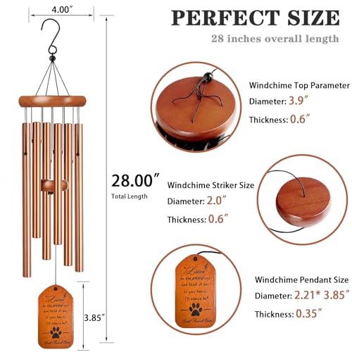 VENBEEL Pet Memorial Wind Chime, 28" Golden Tombstone Dog Memorial Wind Chime, Dog Remembrance Passing Away Loss Bereavement Gift - color: D-tombstone-gold