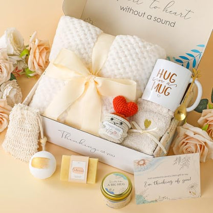 Birthday Gifts for Women Self Care Package Box Spa Basket Get Well Soon Sending Hug Thinking of You Feel Better For Wife Her New Mom Sister Female Best Friend Coworker Teen Girls Boss Babe Day - color: Oatmeal (Care Gift)